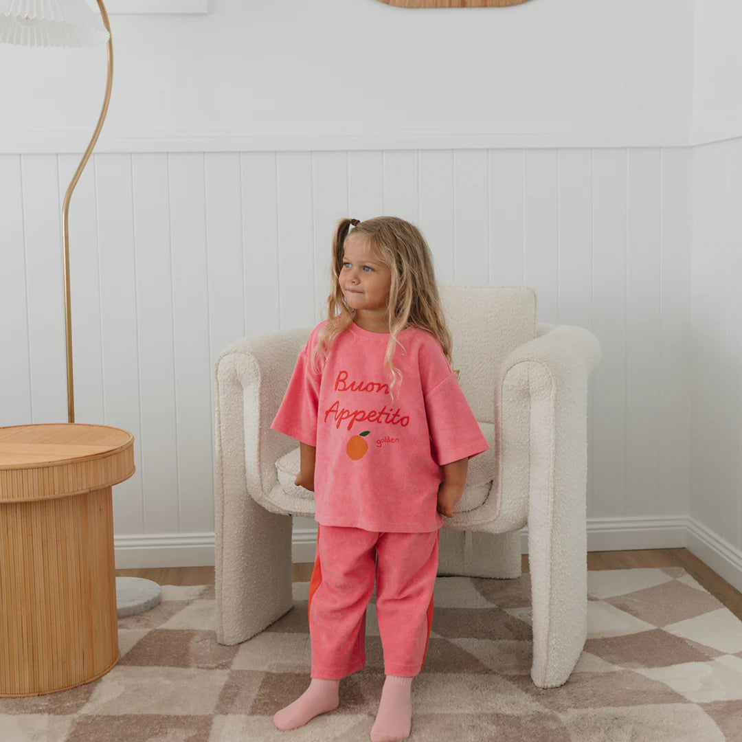 PREORDER Buon Appetito Mid Sleeve Tee Terry Towel Meringue Pink