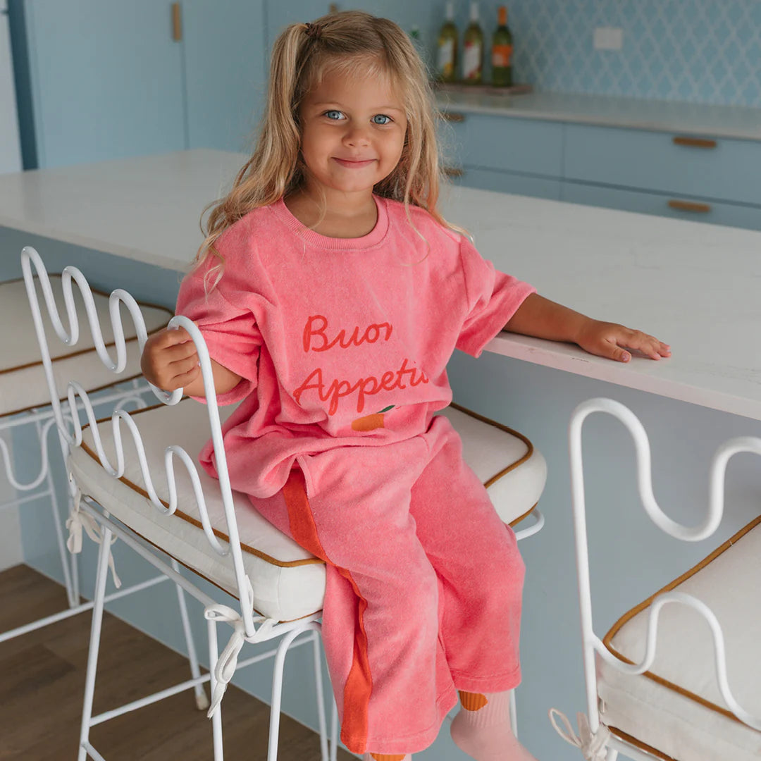 PREORDER Buon Appetito Mid Sleeve Tee Terry Towel Meringue Pink