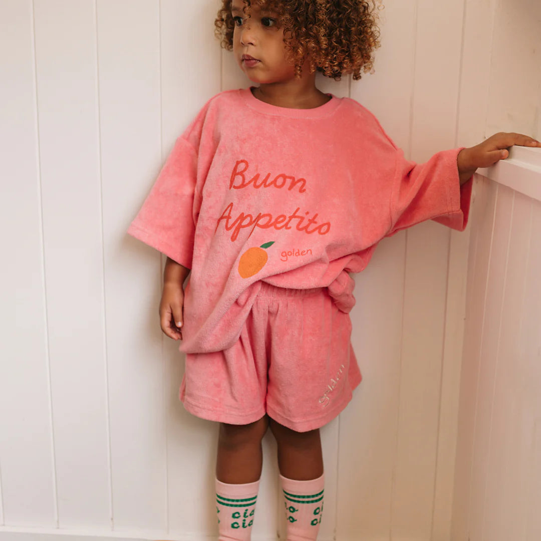 PREORDER Buon Appetito Mid Sleeve Tee Terry Towel Meringue Pink