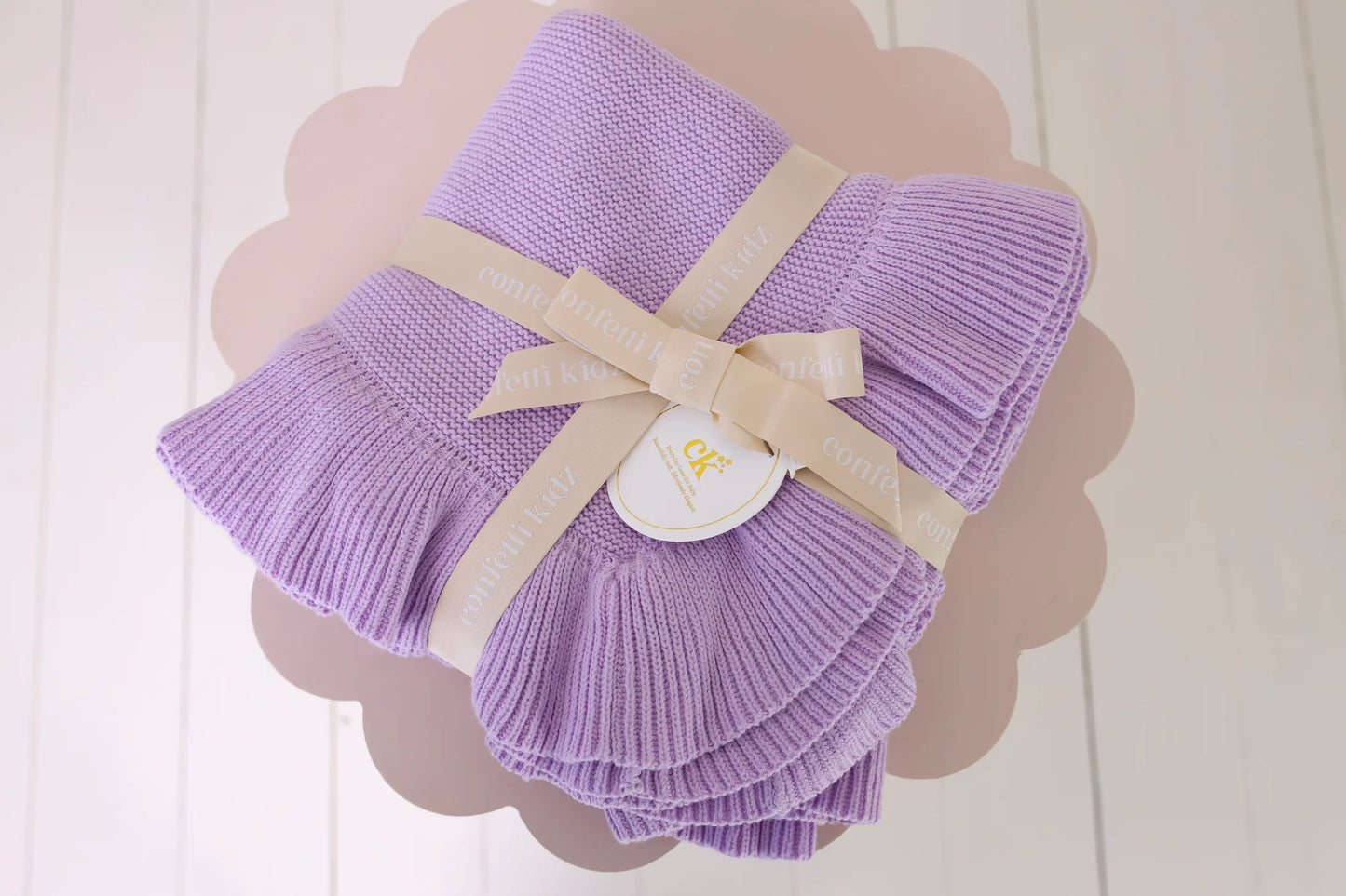 Frilly Knit Blanket Lilac