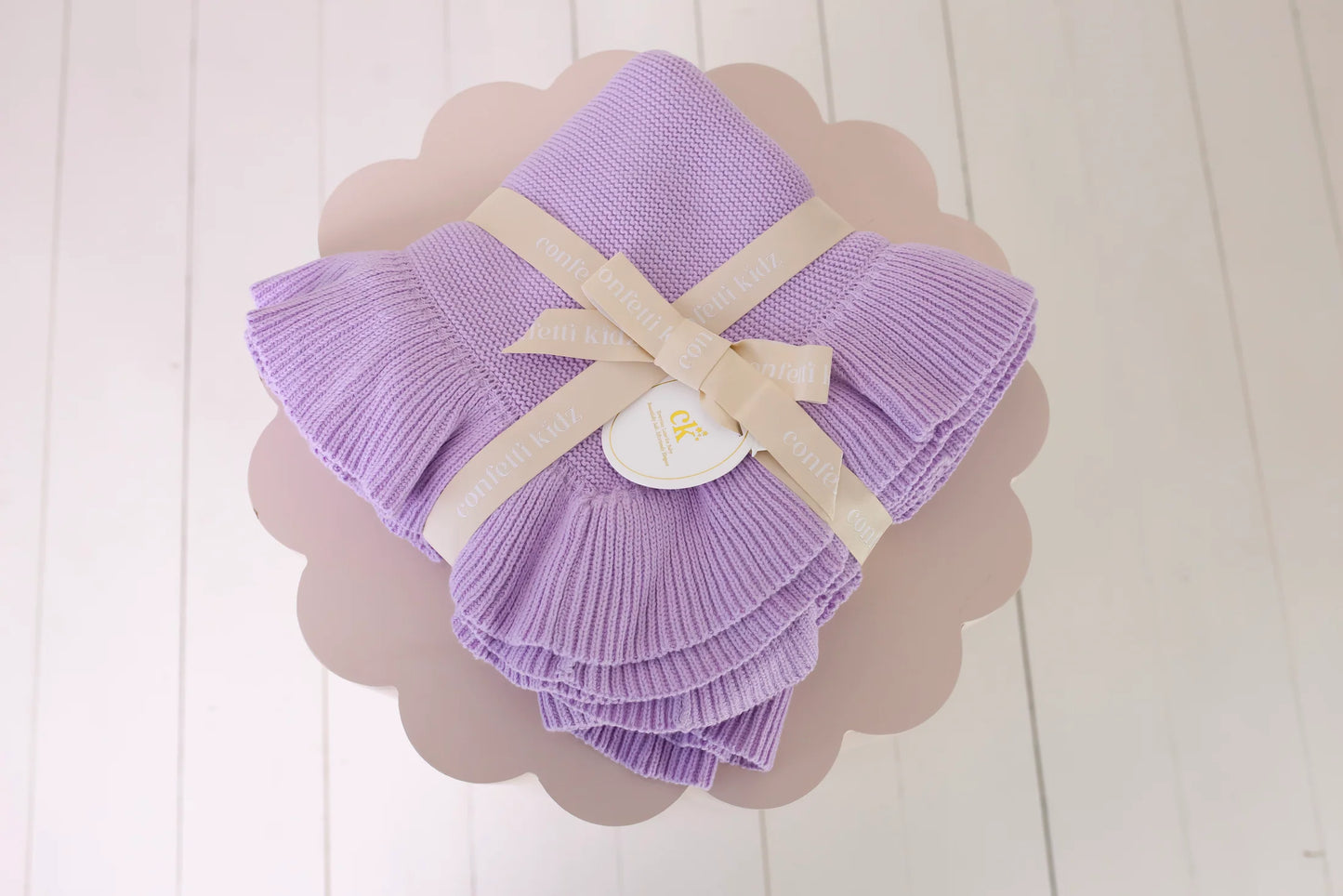Frilly Knit Blanket Lilac