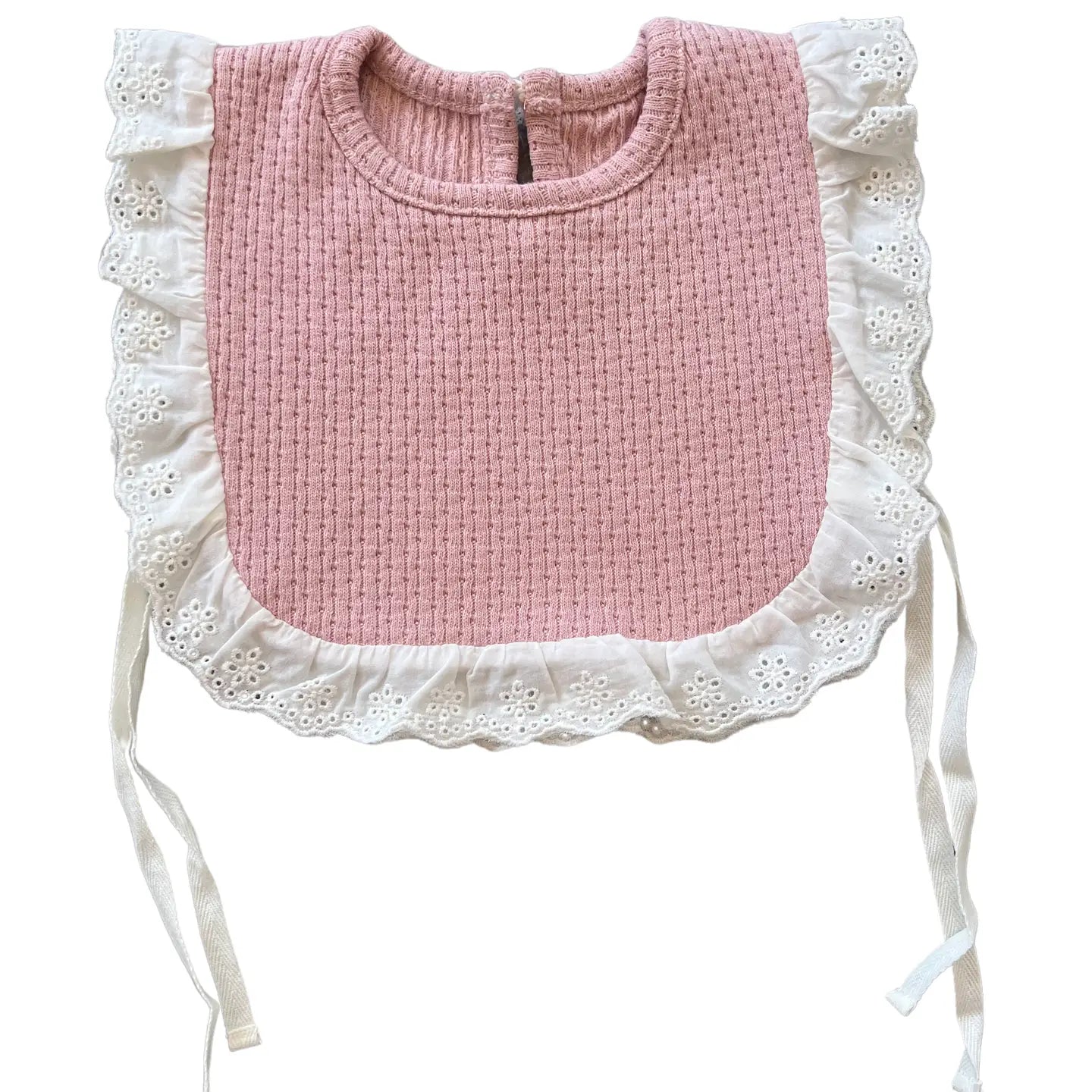 Knitted Lace Frill Bib - Assorted
