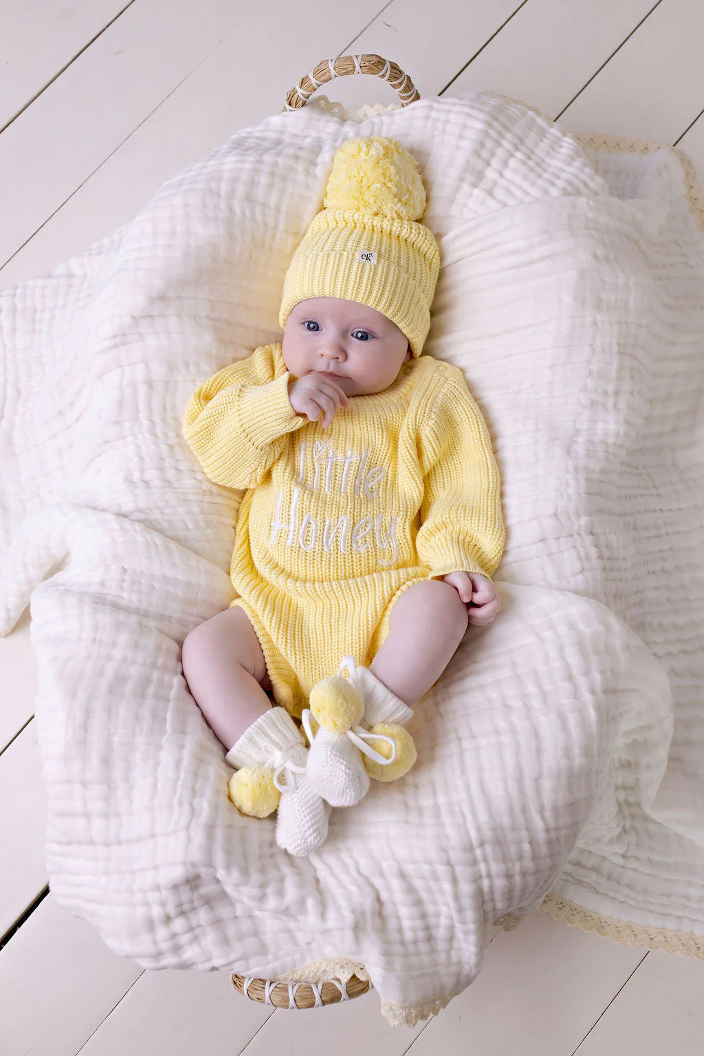 "Little Honey" Knit Romper Buttercream