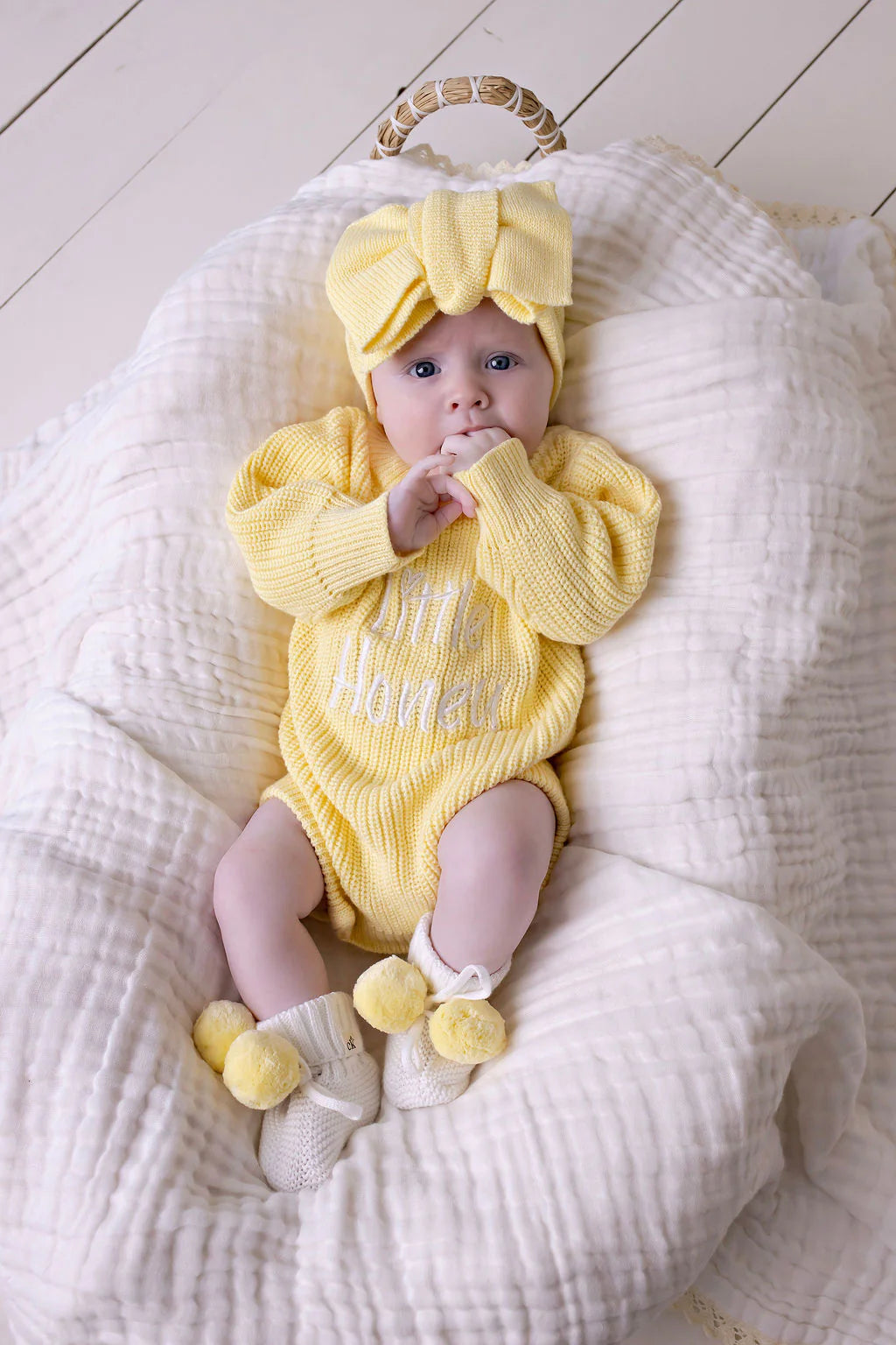 "Little Honey" Knit Romper Buttercream