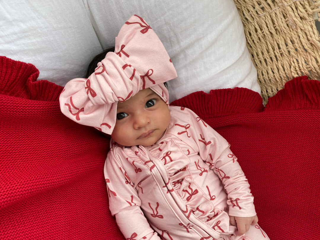 Oversized Top Knot - Red Bows