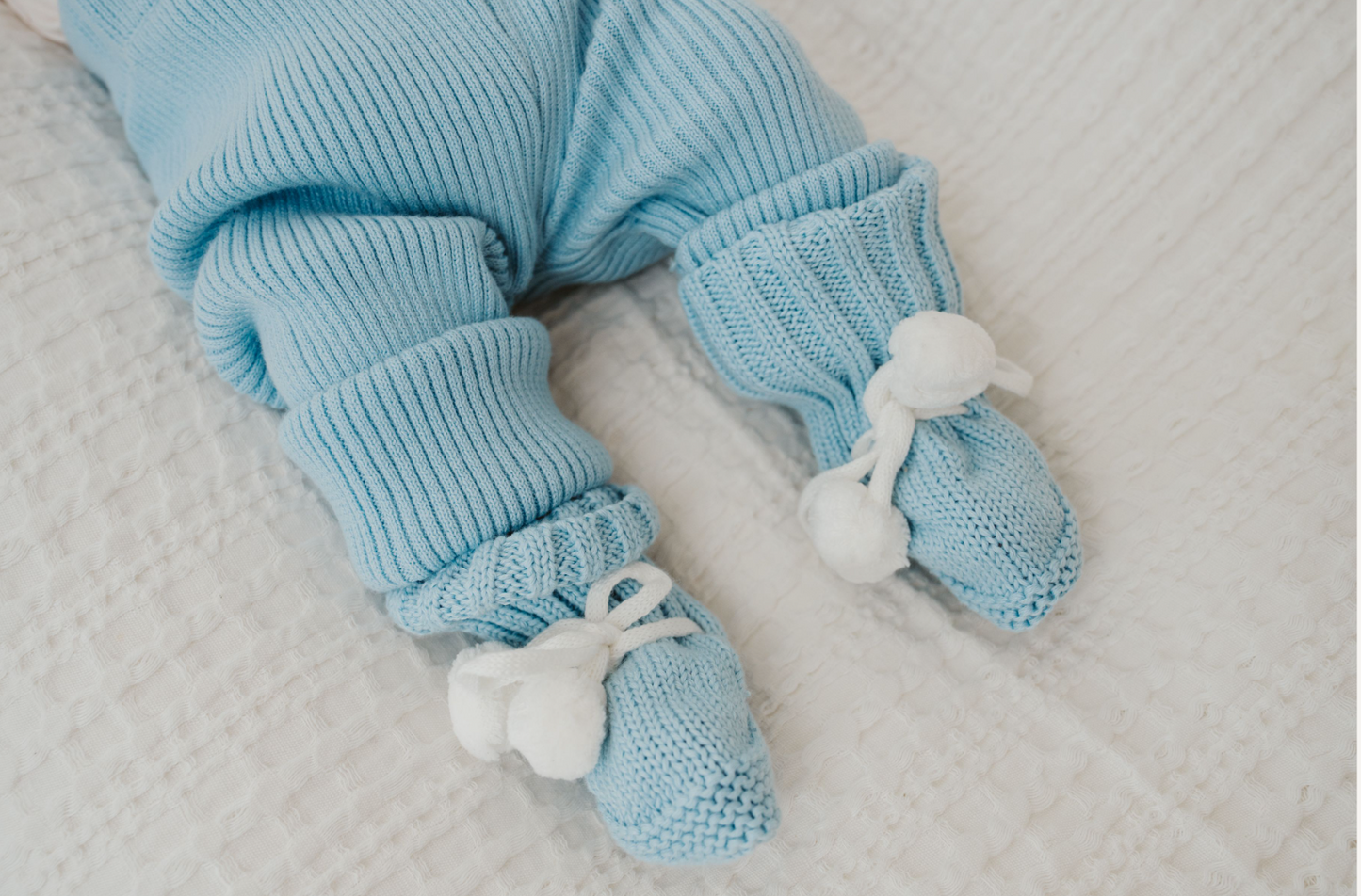 Pom Pom Booties - Sky
