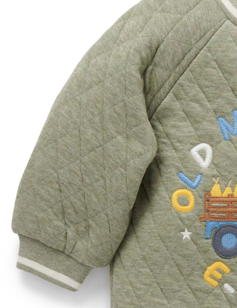 Quilted Windcheater - Olive Melange