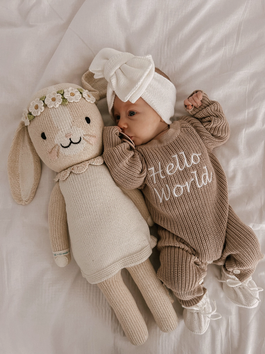 Long Ribbed Romper Teddy Brown