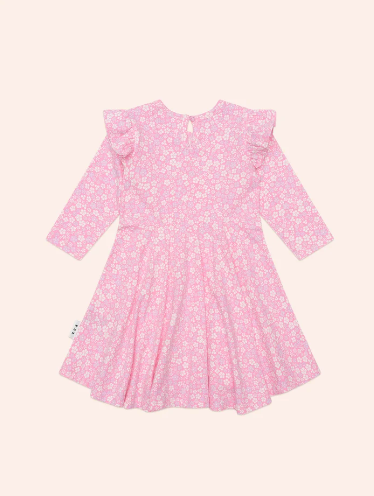 Ditsy Floral Shirred Long Sleeve Dress