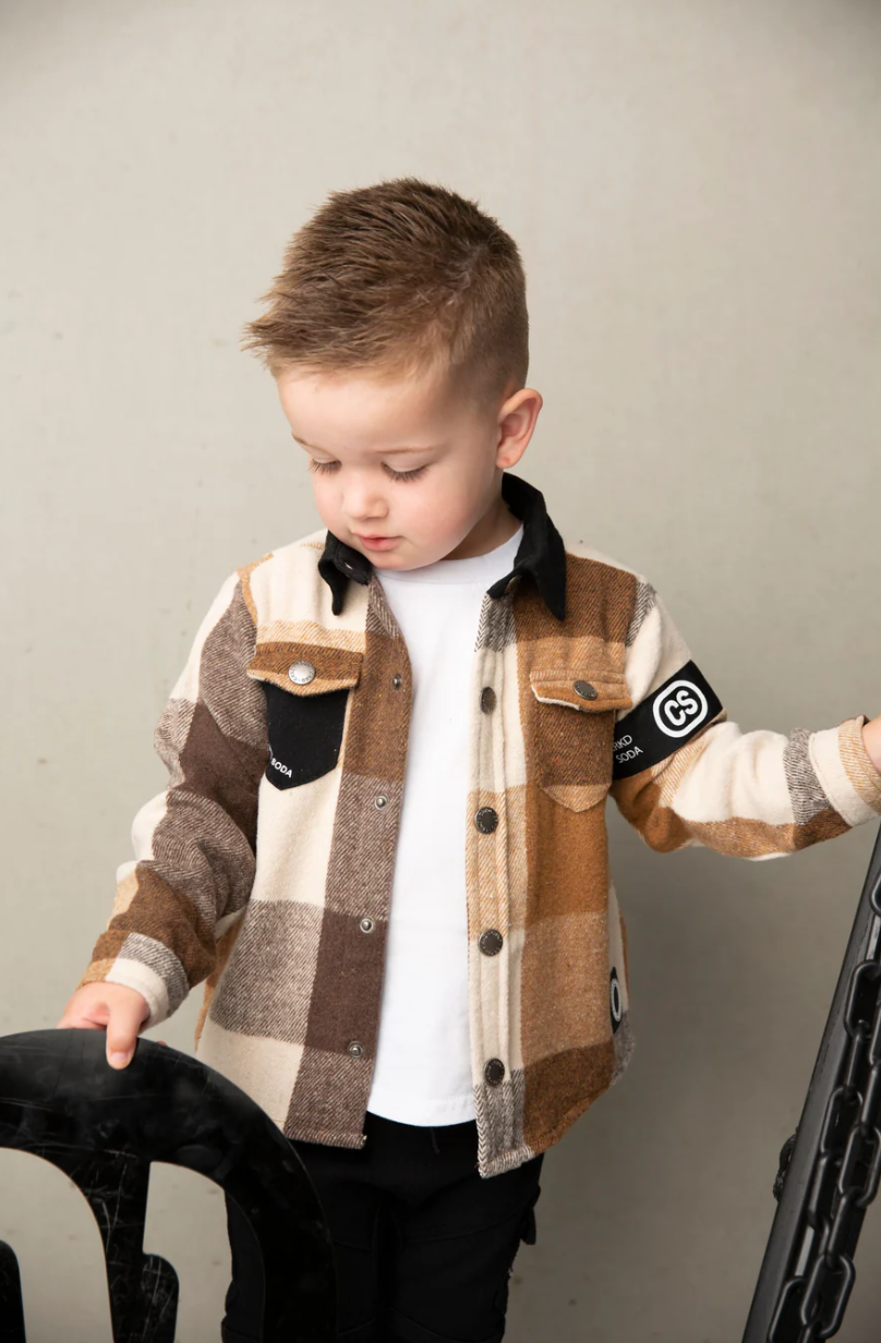 Albie Shirt Jacket - Biscuit Check