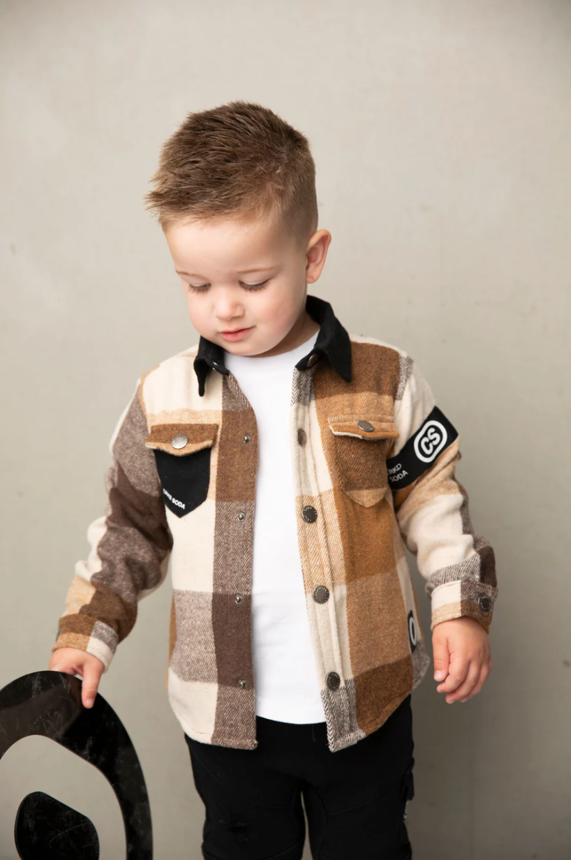 Albie Shirt Jacket - Biscuit Check