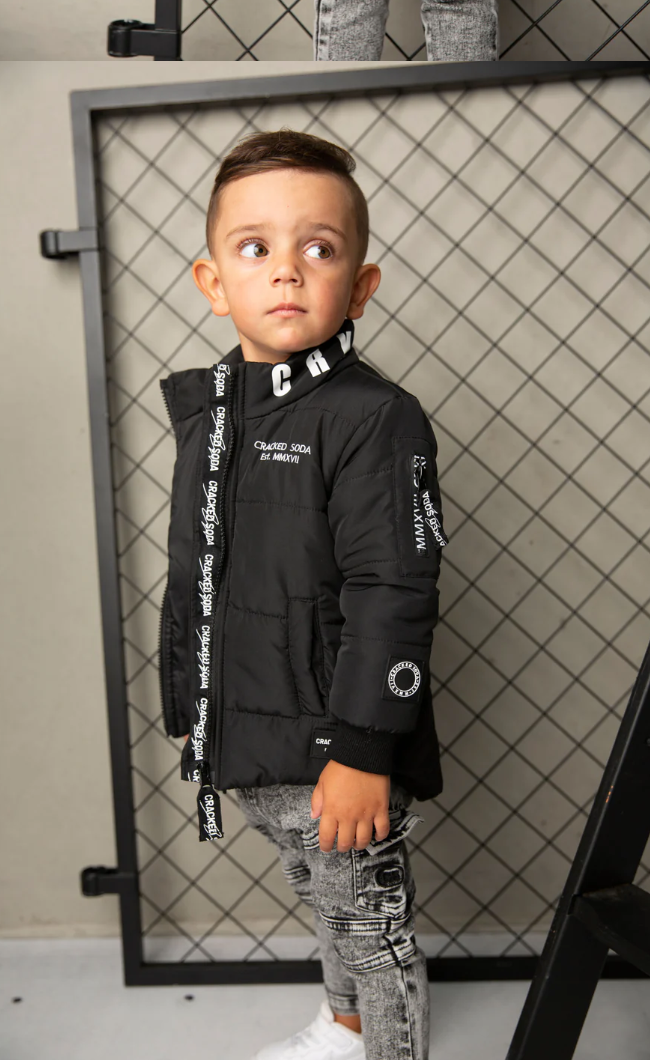 Zack Detailed Puff Jacket - Black