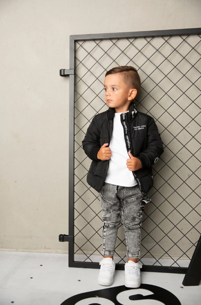 Zack Detailed Puff Jacket - Black