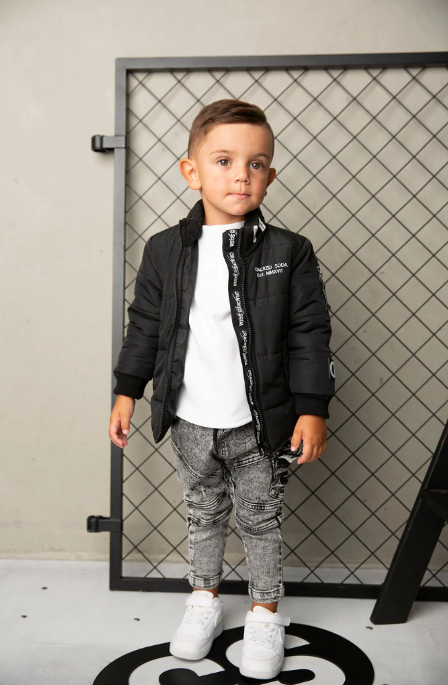 Zack Detailed Puff Jacket - Black
