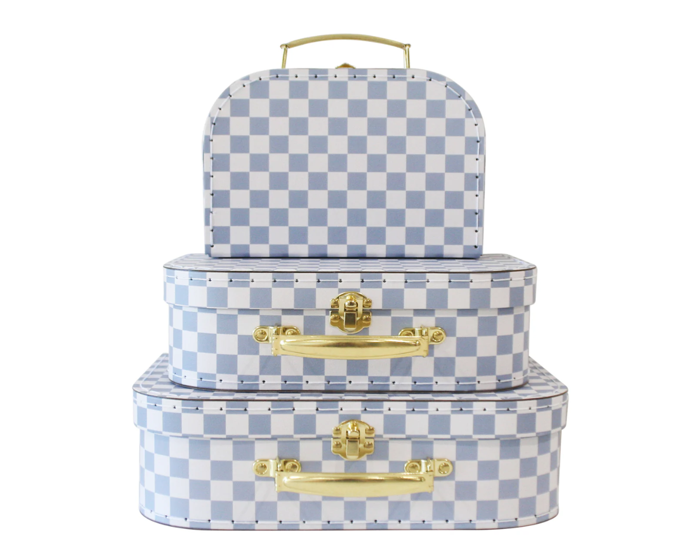 Kids Carry Case Set Blue Check