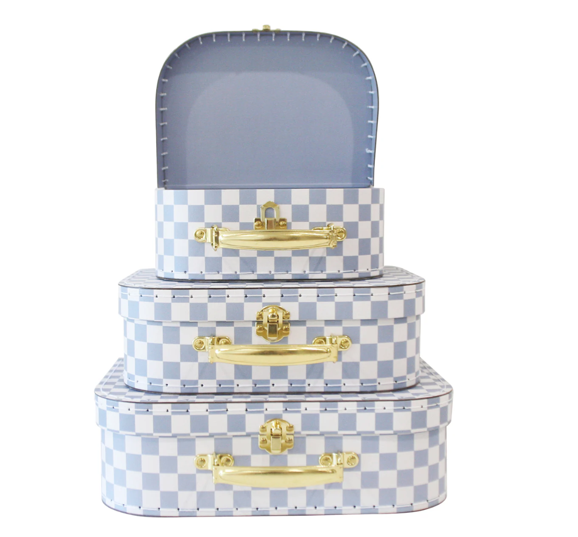 Kids Carry Case Set Blue Check