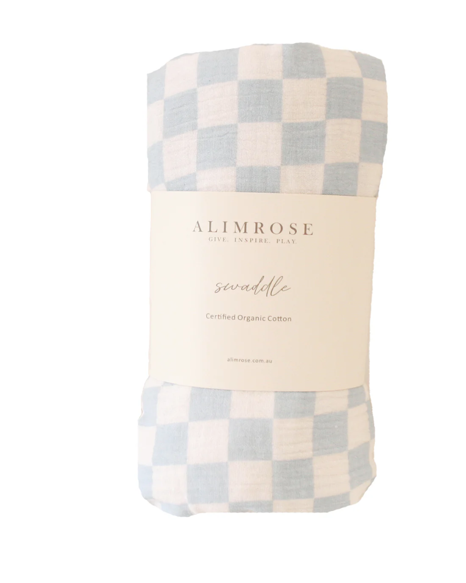 Muslin Swaddle Blue Check