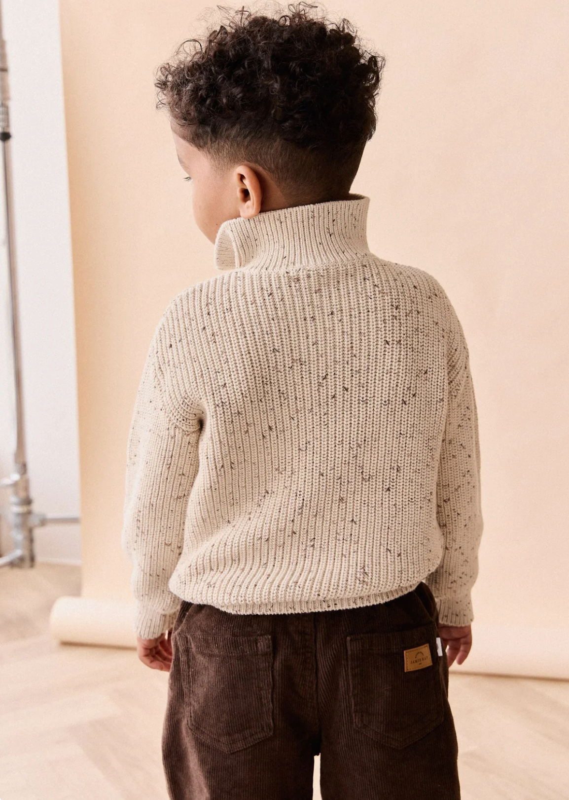 James Half Zip Jumper - Buff Fleck
