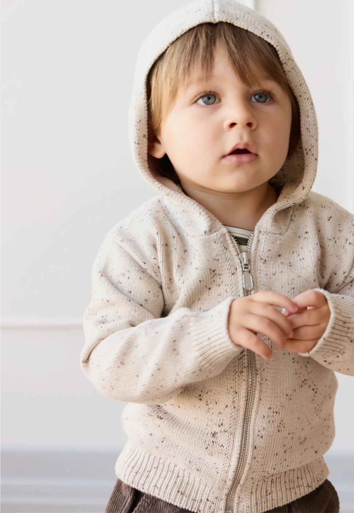 Dillon Knit Zip Hoodie - Oatmeal Shitake Dot