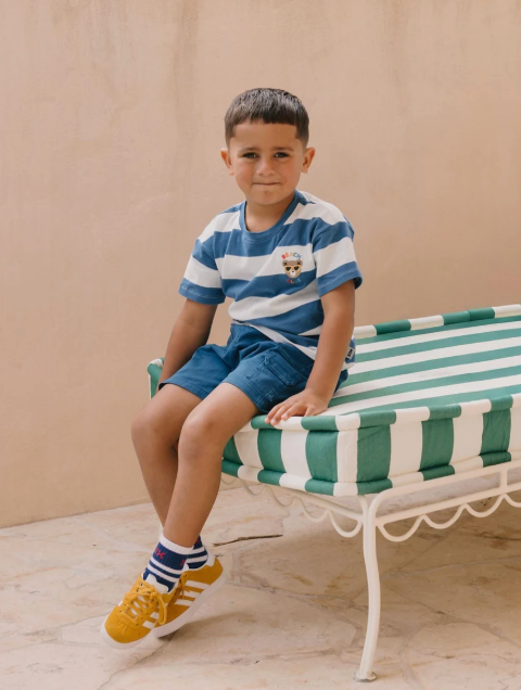 COMING SOON Beach Club Hux Block Stripe Drop Shoulder Tee
