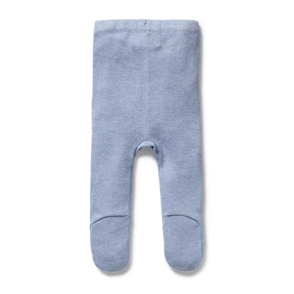 Blue Speckle Organic Knitted Legging with Feet