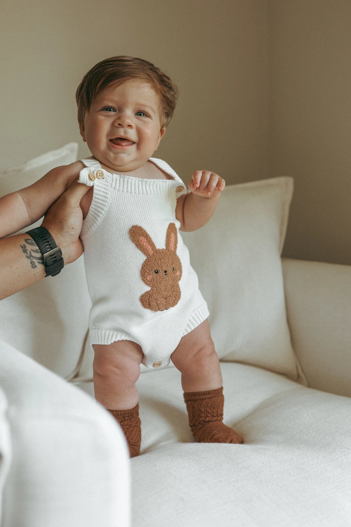 Boucle Bunny Singlet Knit Romper