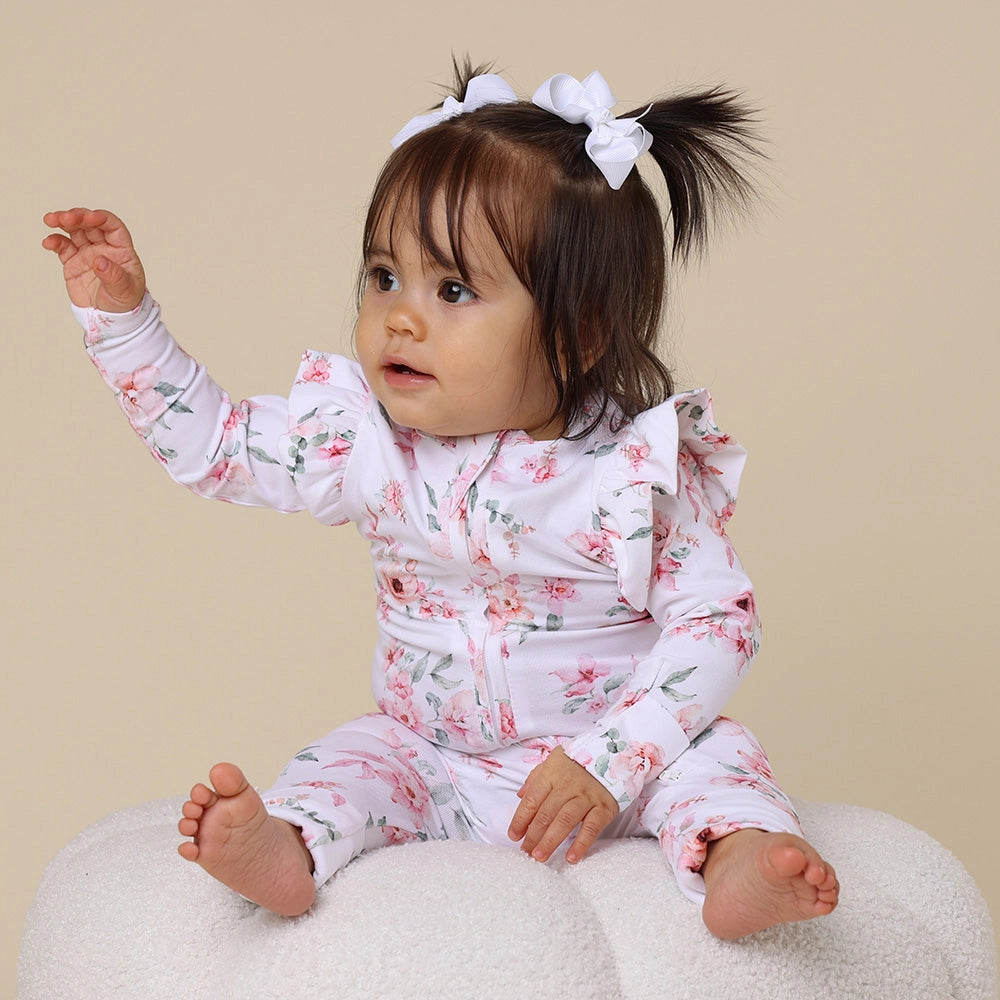 Camille Organic Snugglesuit Convertible Romper with Frill