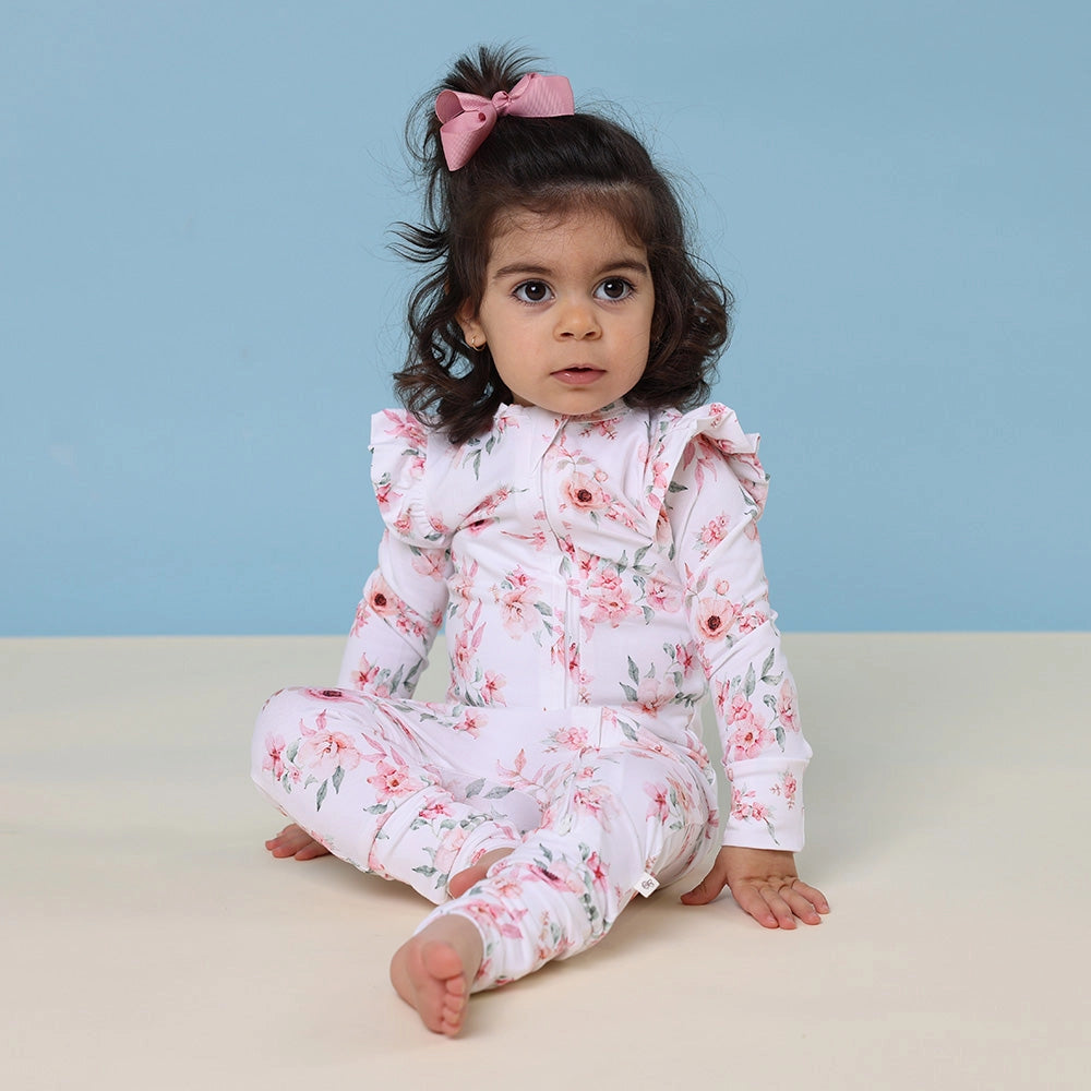 Camille Organic Snugglesuit Convertible Romper with Frill