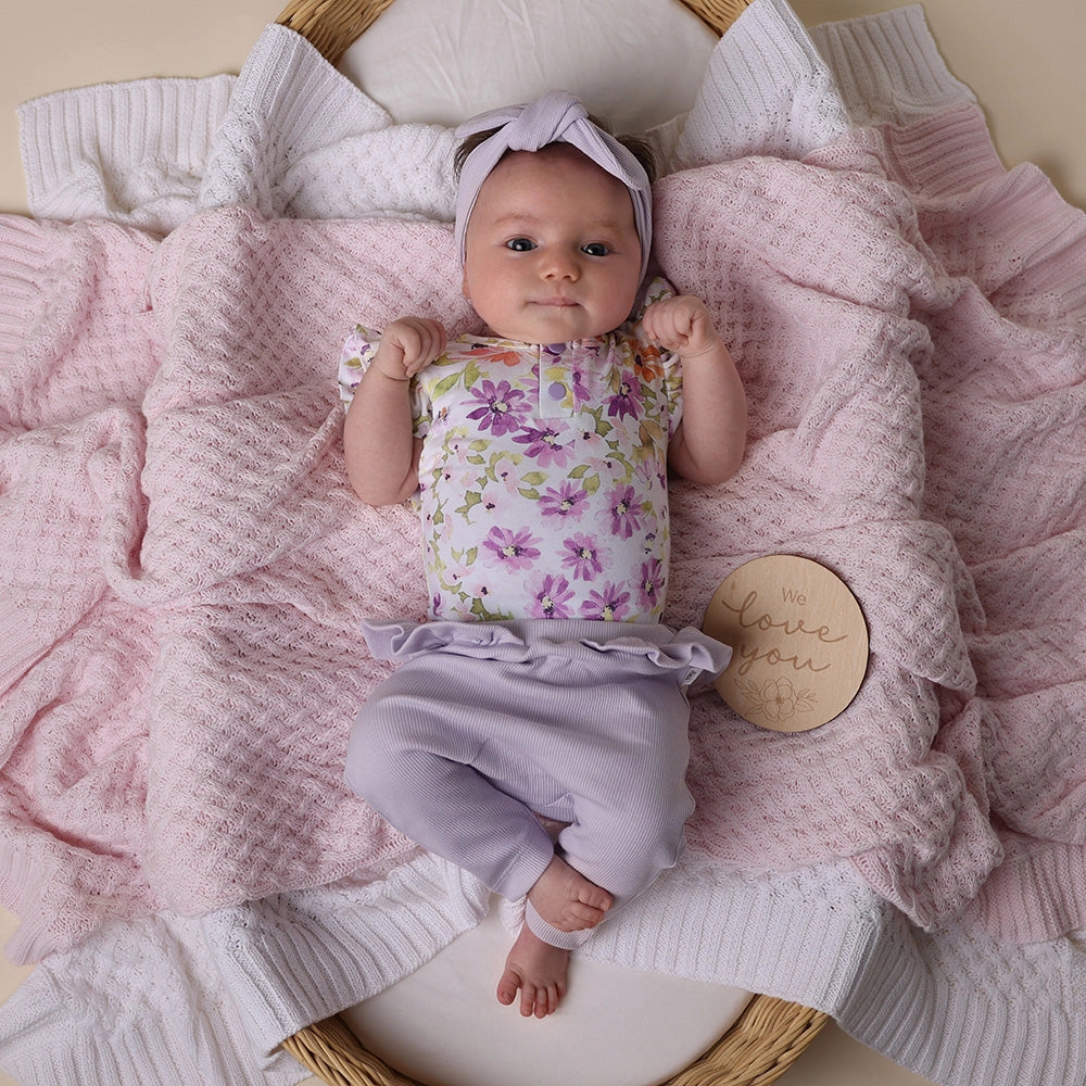Lavender Organic Pants with Frill