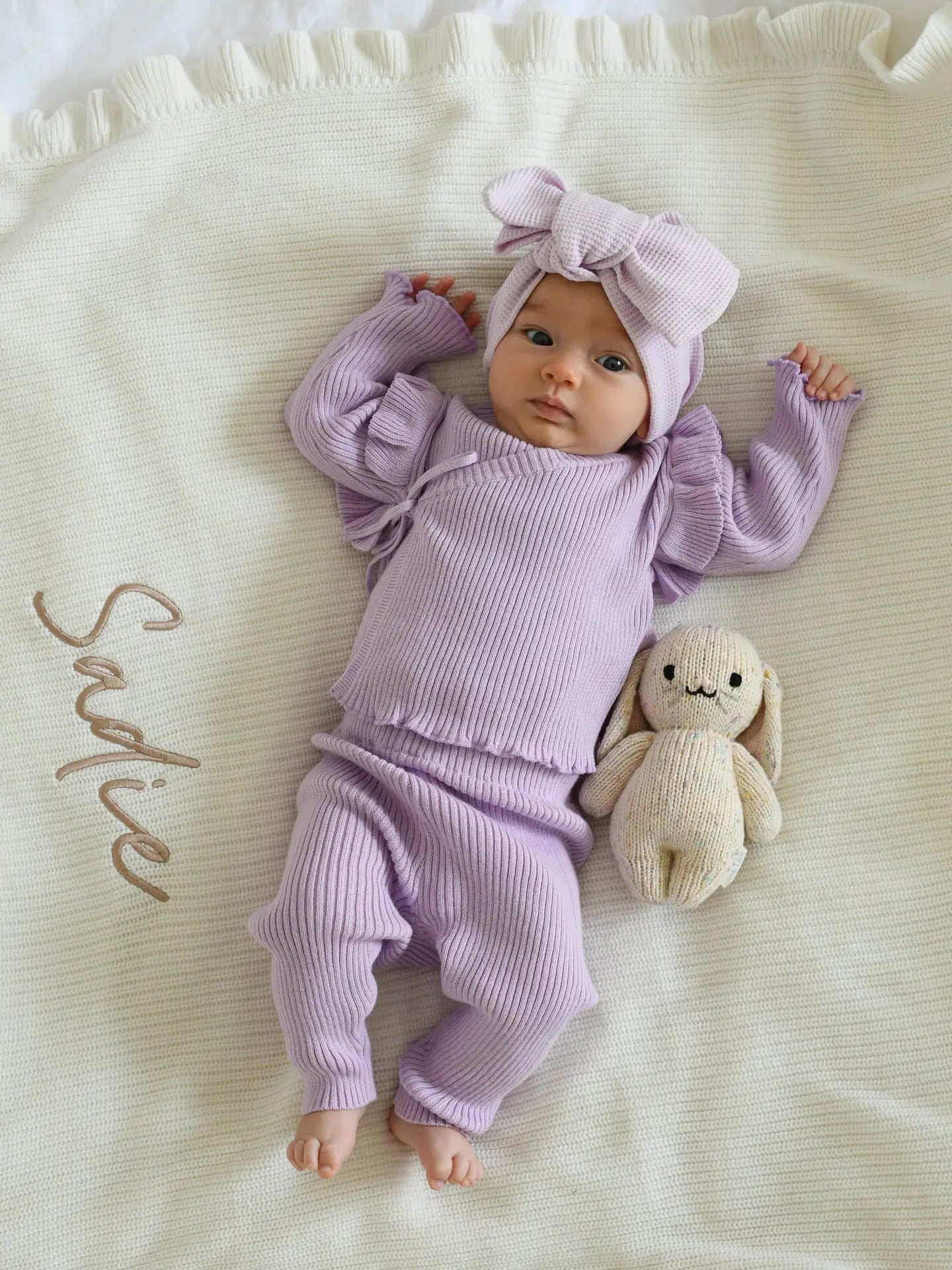 Ribbed Ruggle Kimono Set - Orchid