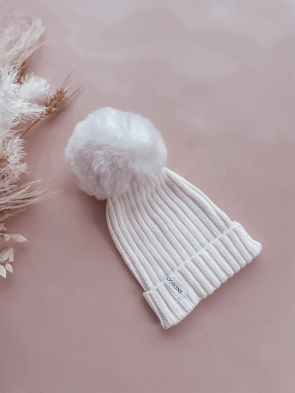 White Pom Beanie