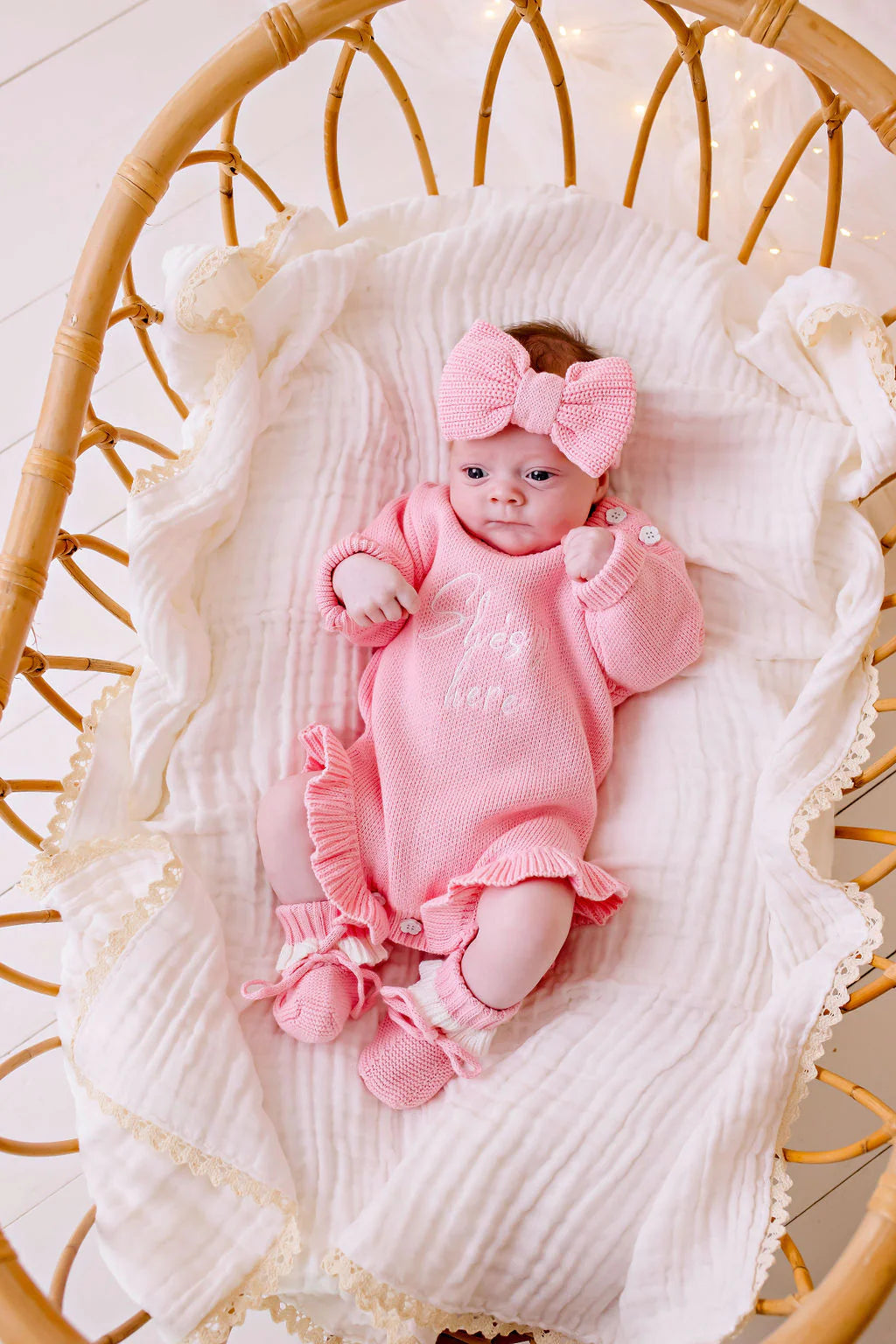 'She's Here' Knit Romper - Blush