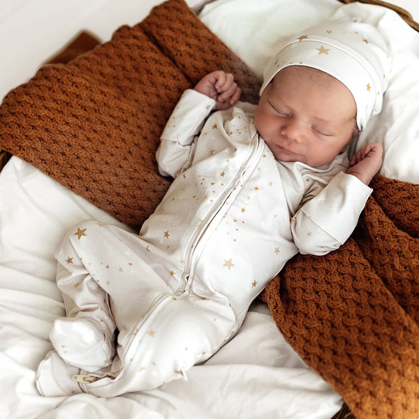 COMING SOON Stardust Organic Snuggle Sleepsuit Zip Footie