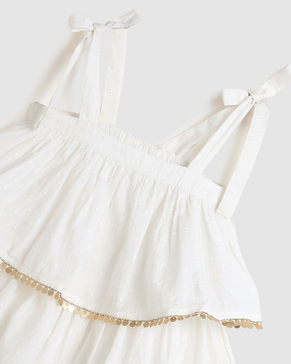 Belle Dress - White & Gold