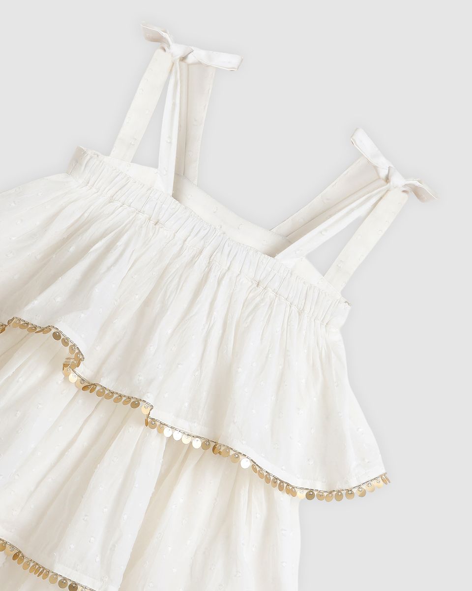 Belle Dress - White & Gold