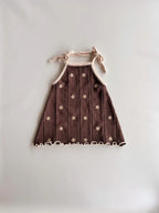 Pointelle Tie Dress | Brown Embroidery Daisy
