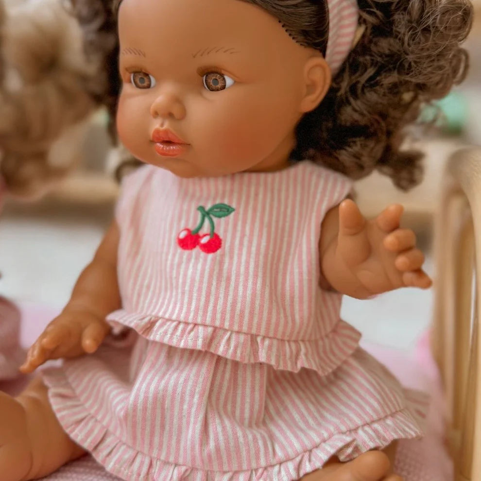 COMING SOON Doll Clothing - Pink & Ivory Frilled Three-Piece Set with Cherries