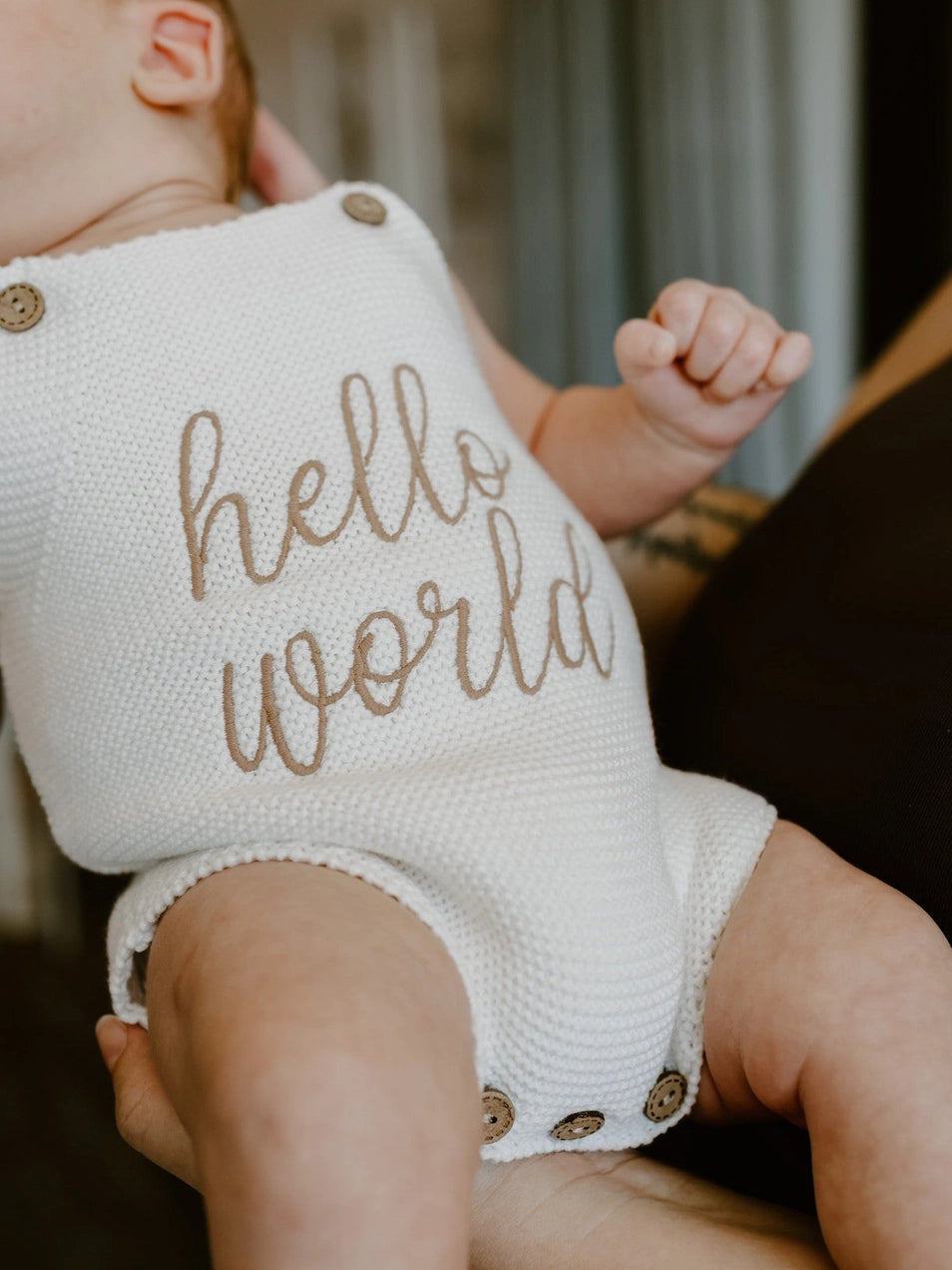 Hello World Romper - White