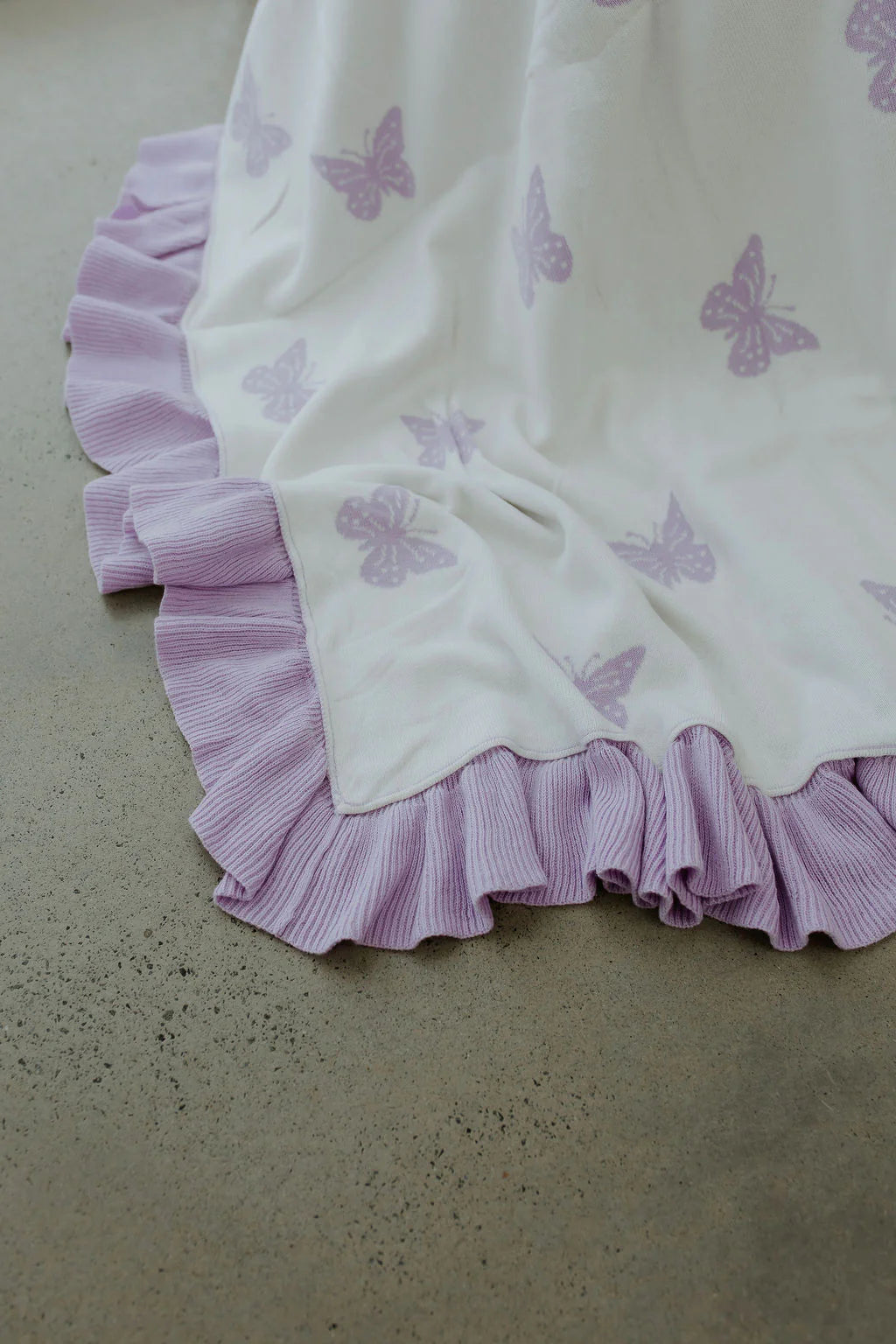 Reversible Knit Blanket | Lavender Butterflies