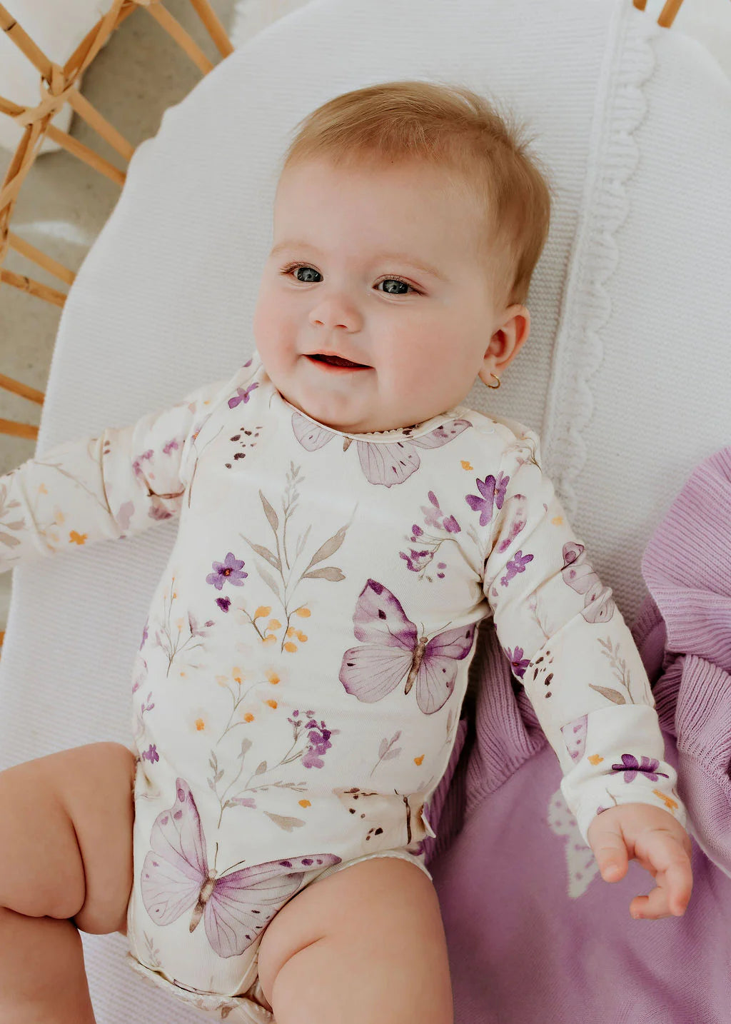 Lilac Butterflies | Long Sleeve Bodysuit