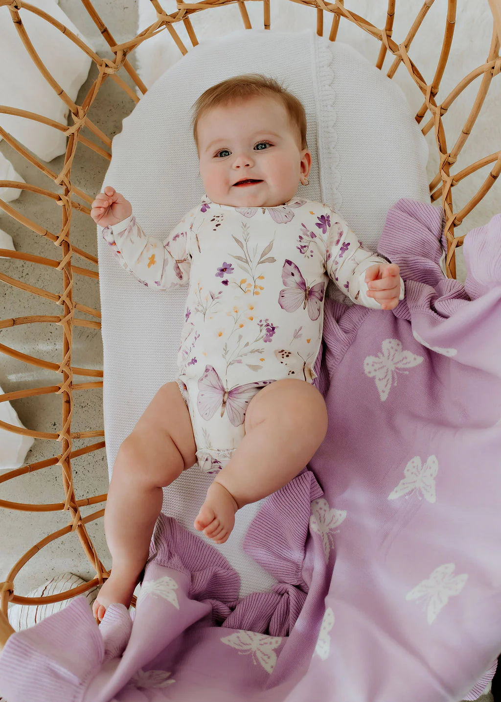 Lilac Butterflies | Long Sleeve Bodysuit
