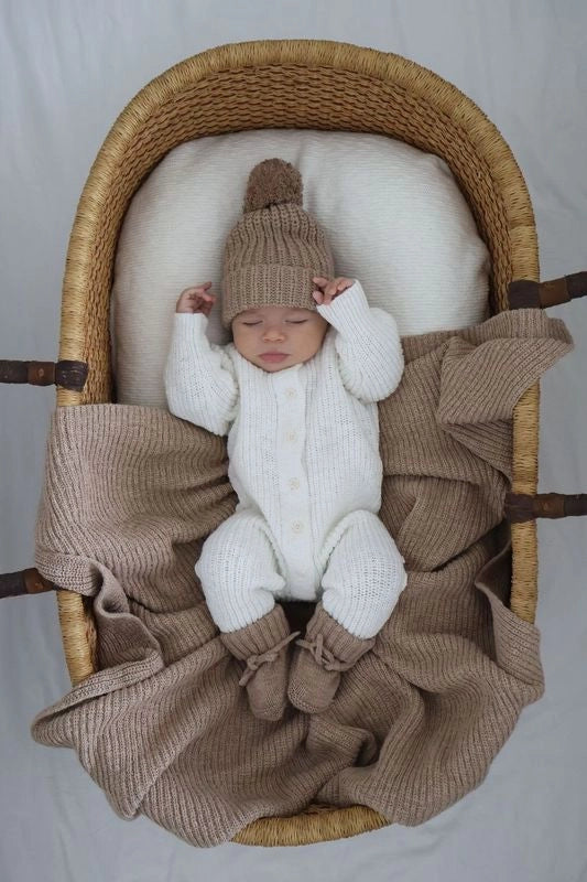 Textured Ribbed Cotton Blanket | Brown