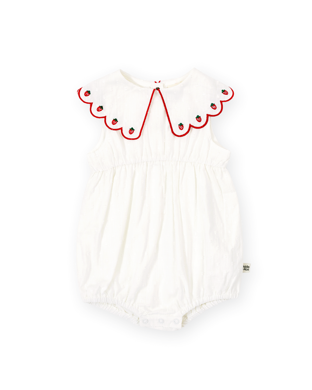 Scallop Collar Strawberry Romper