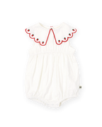 Scallop Collar Strawberry Romper