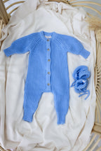 Signature Organic Chunky Knit Romper - Bluebell