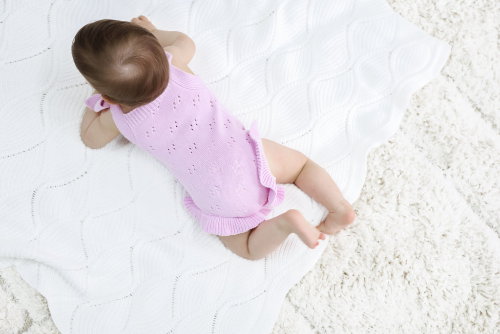 Pointelle Summer Knit Romper - Lilac