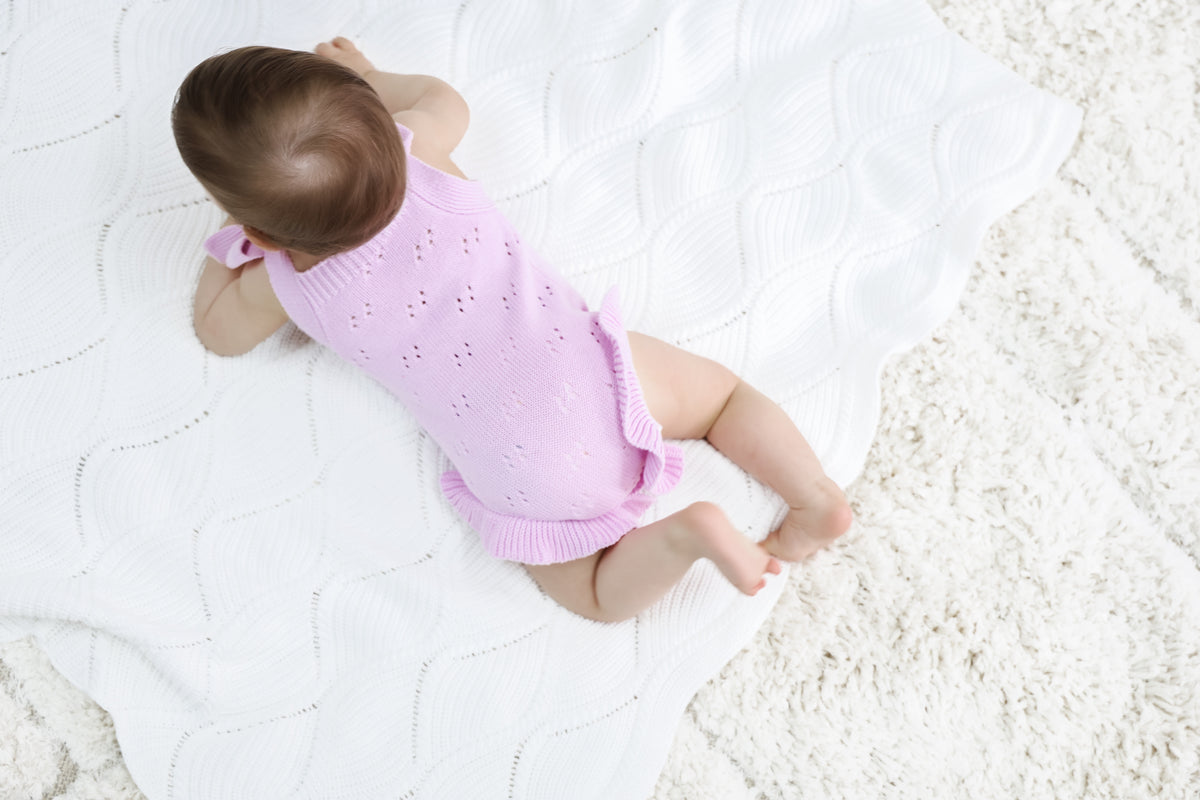 Pointelle Summer Knit Romper - Lilac