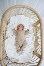 Organic Knitted Booties - Biscuit