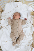 Signature Organic Chunky Knit Romper - Biscuit