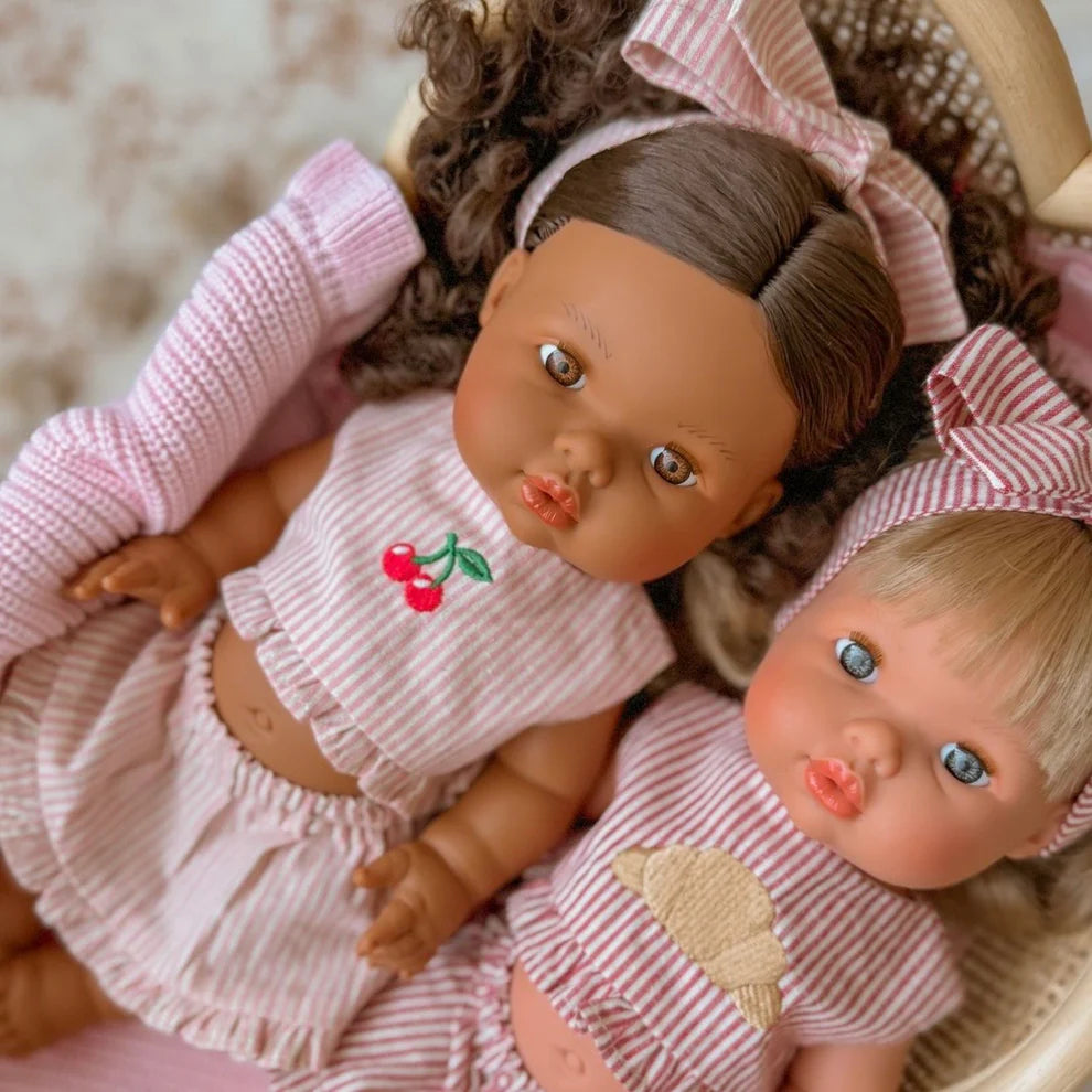 COMING SOON Doll Clothing - Pink & Ivory Frilled Three-Piece Set with Cherries